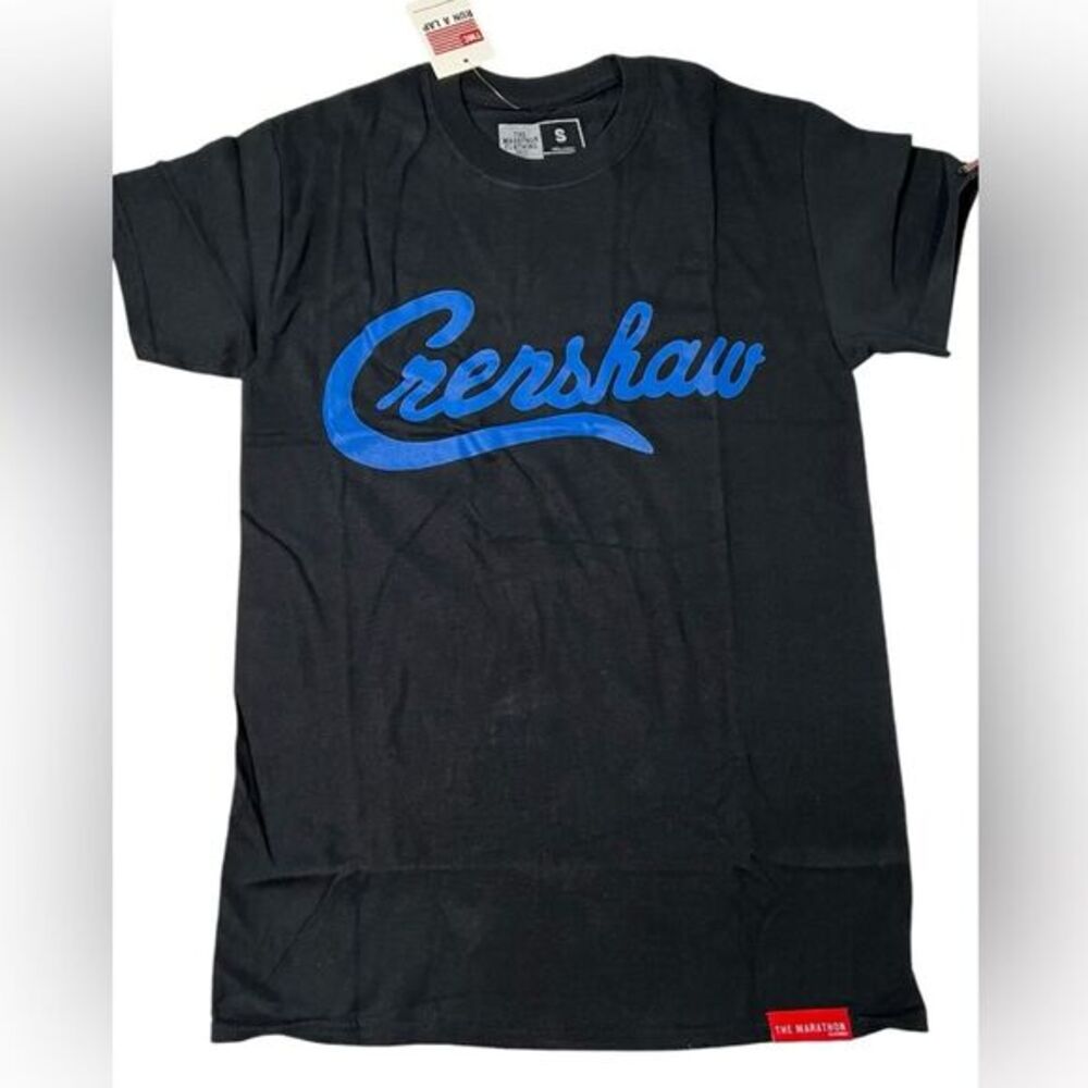 The Marathon Clothing limited edition Crenshaw T shirt tee black blue‎ small